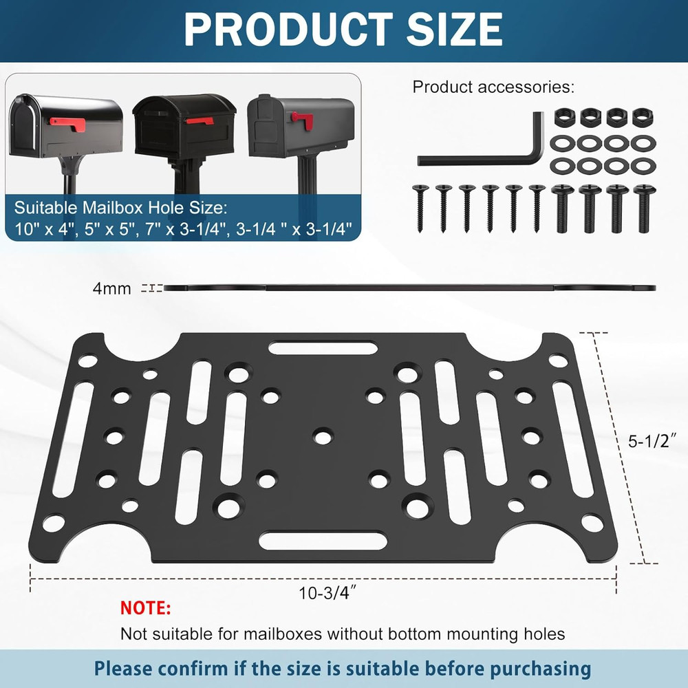 Mailbox Mounting Bracket, Heavy-Duty Plate for Post Mount Mailboxes Compatible w