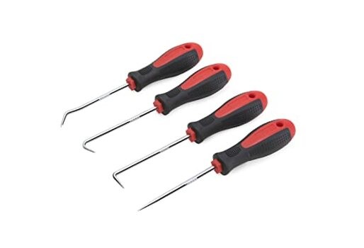 Precision Hook and Pick Set for Automotive | 4-Piece Hand Tools Red