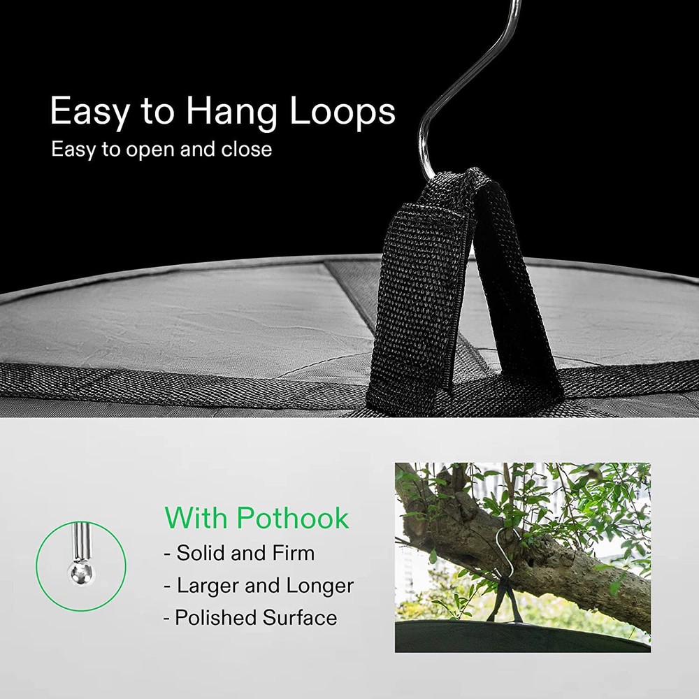 2ft 4-Layer Hanging Herb Mesh Rack Foldable Drying Net with Zippers