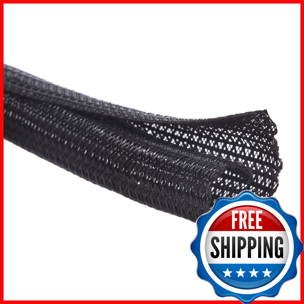 Alex Tech 10ft 1/2" Split Cord Protector Cable Sleeve - Cat Chew Guard - Black