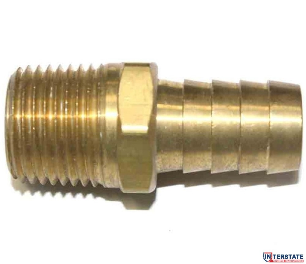 5/8" Barb x 1/2" NPT Male Brass Hose Fitting FM88-5 Interstate, Air Gas Water