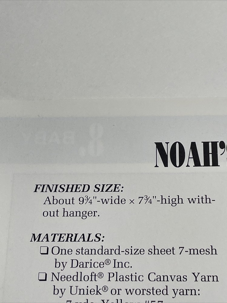 Annie's Attic Noah's Ark Wall Hanging Plastic Canvas Pattern