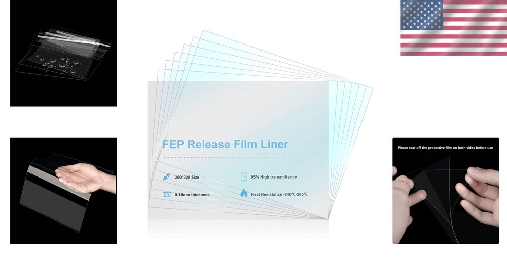 Versatile 6PCS FEP Release Films 260x200mm - Ultimate Solution for 3D Printers