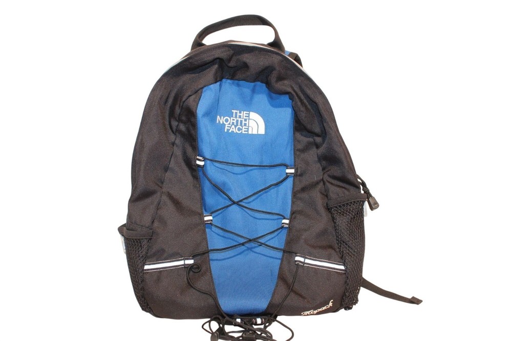 Vintage North Face Mopack Backpack Black & Blue Adjustable Straps & Side Pockets