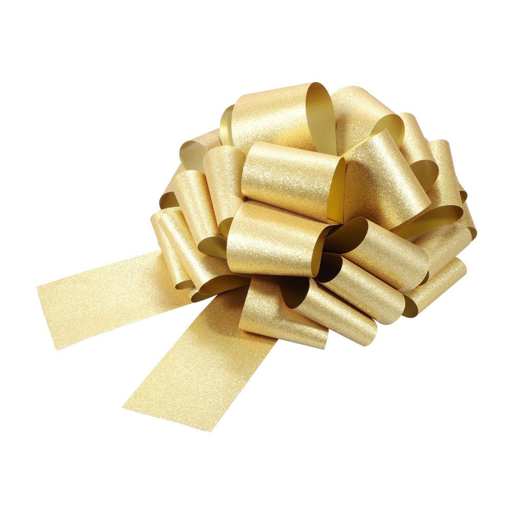 2pcs 12 Inch Large Pull Bow Gift Wrapping Big Pull Bows Ribbon Gold