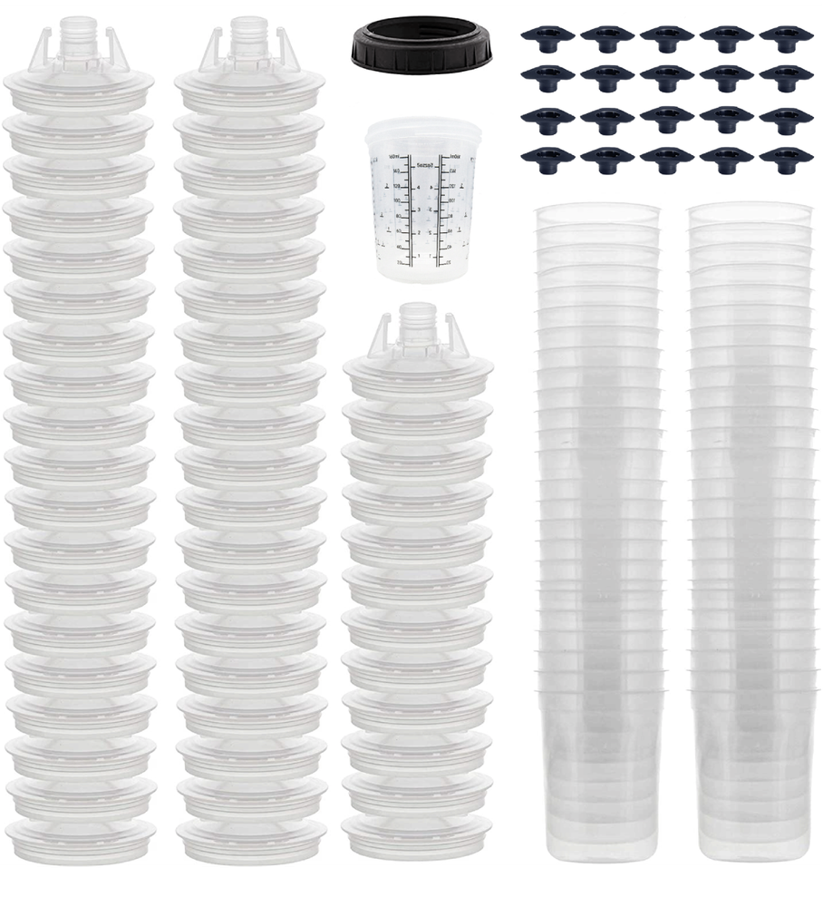 Disposable Paint Spray Cup Liners and Lids 50 pack PPS