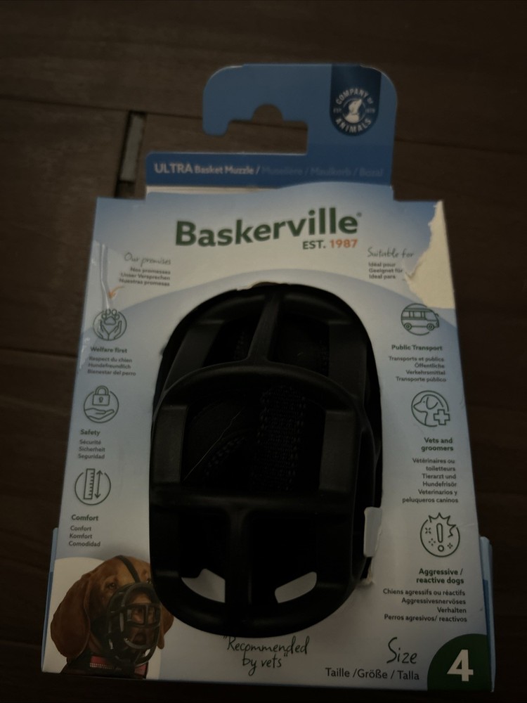 Baskerville Ultra Muzzle for Dogs - Size 4 - Adjustable & Comfortable - New