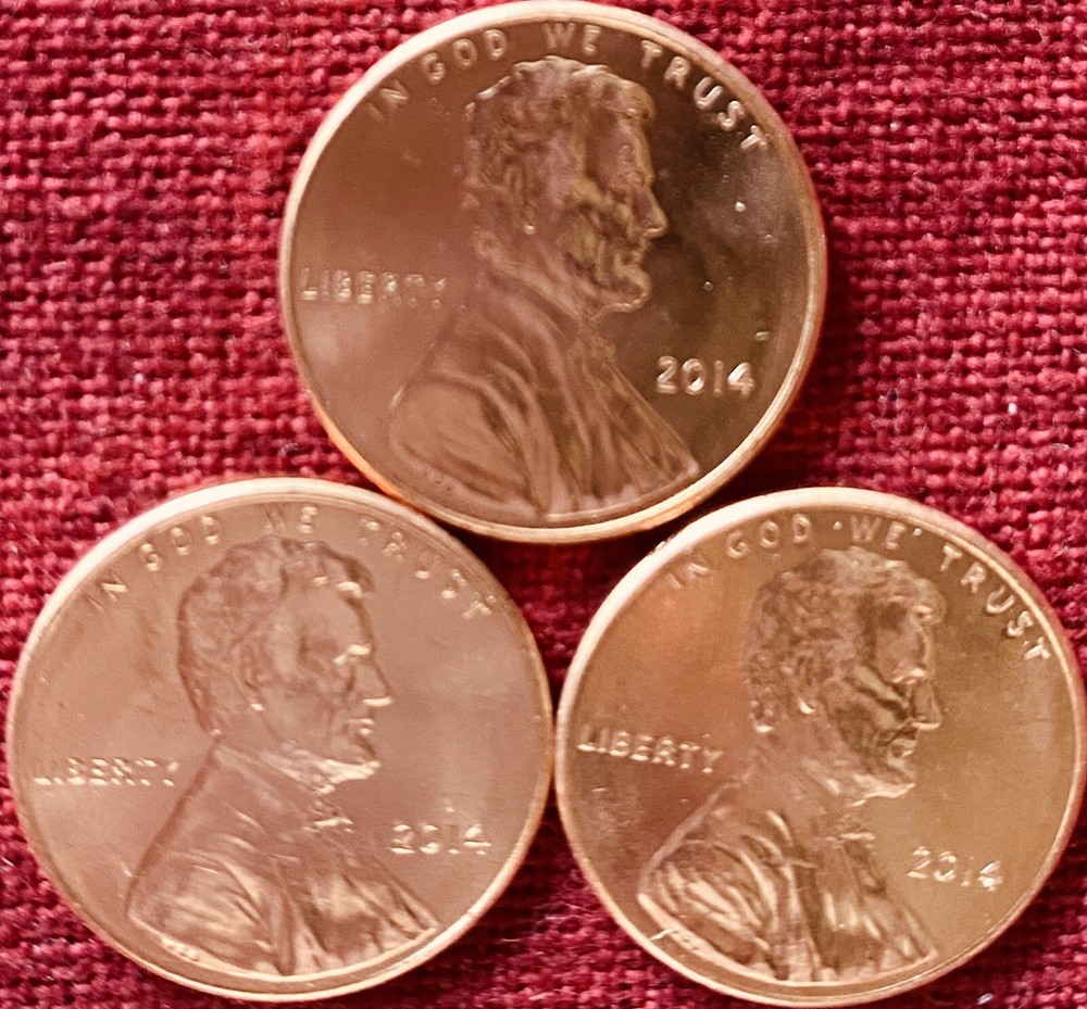 2014 P Lincoln Shield Cent Gem BU - Lot Of Three