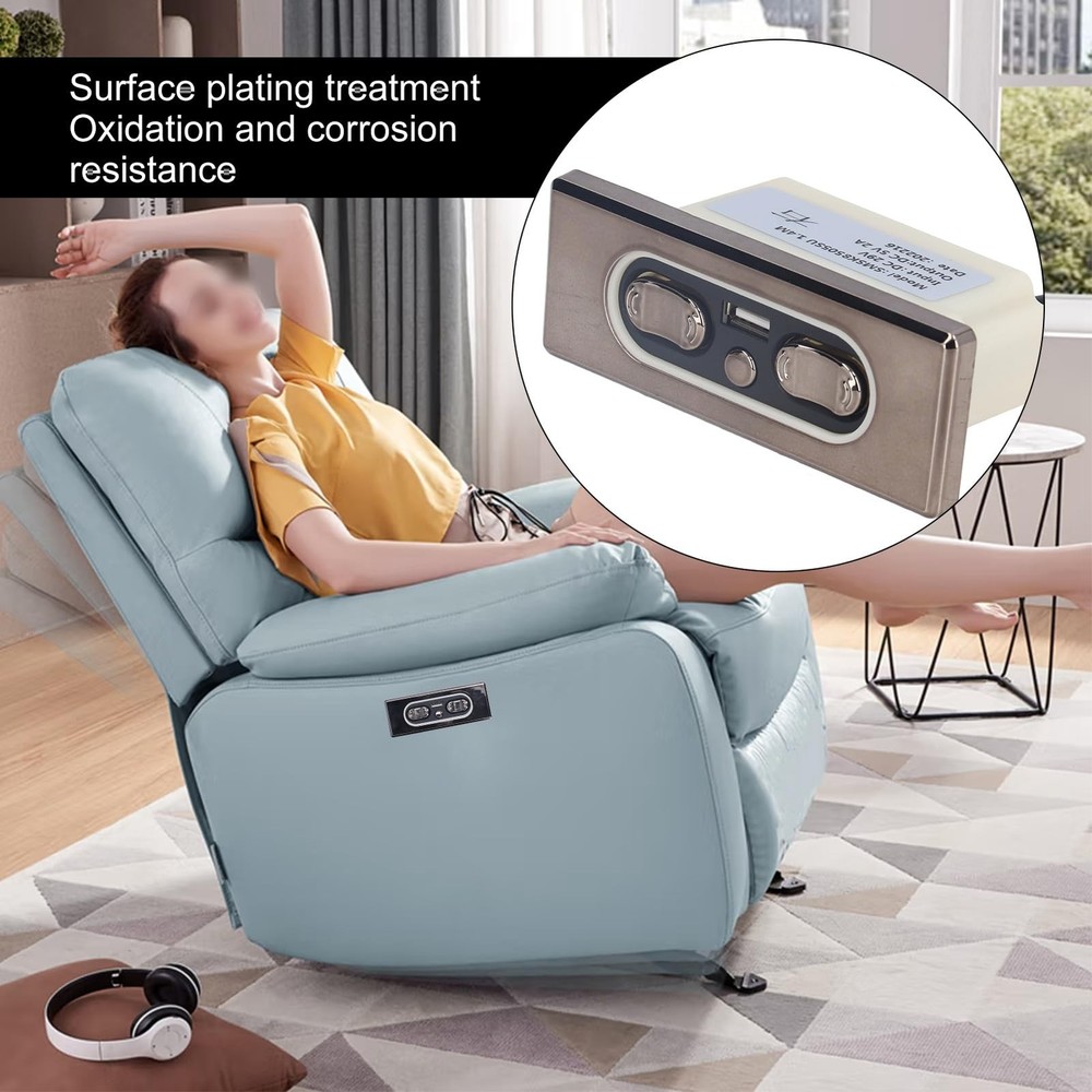 Sofa Controller 5 Button Power Recliner Switch 5 Pin Electric Remote USB Port