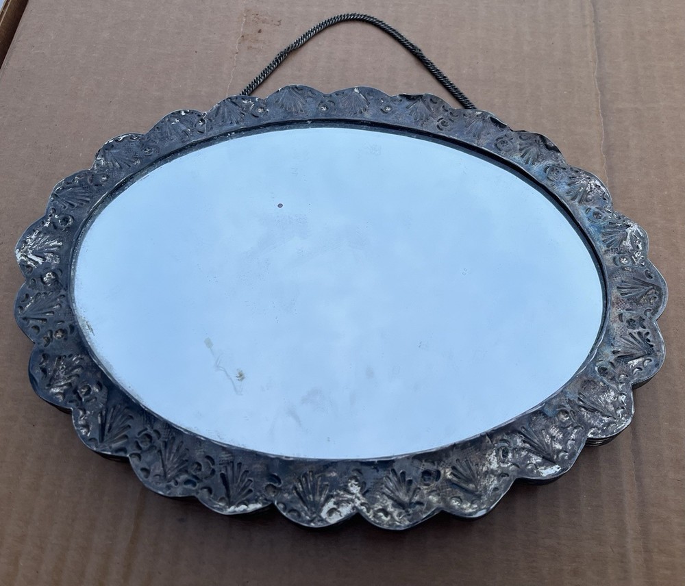 Antique Ornate 800 Silver Mirror