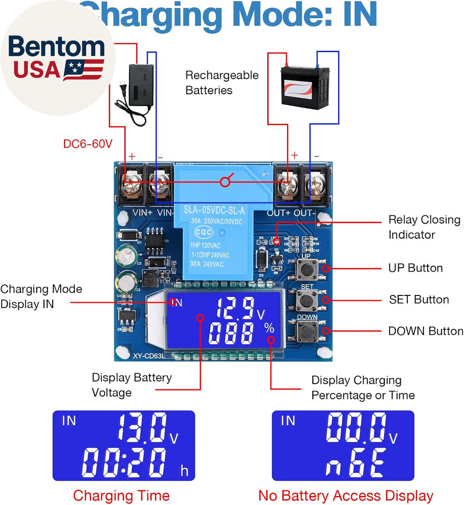 Low Voltage Cutoff Controller DC 6-60V 30A Low Voltage Disconnect Protection Mo