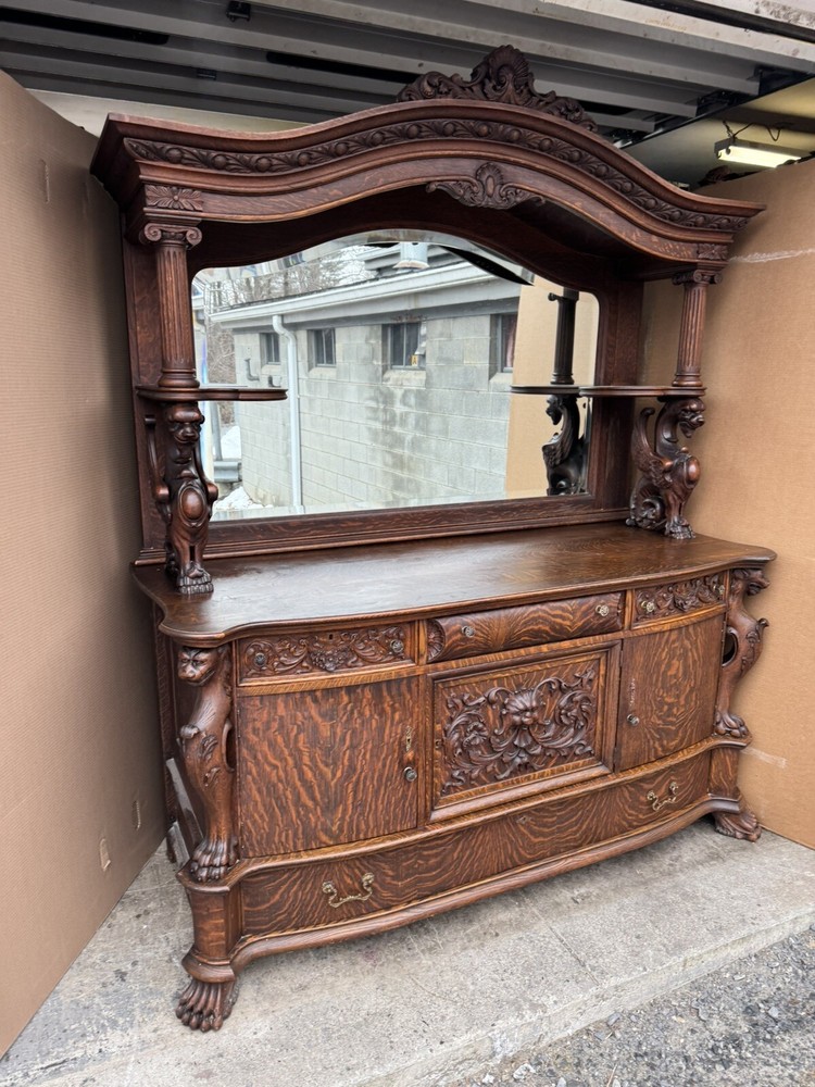 R. J. HORNER OAK WINGED GRIFFIN SIDEBOARD