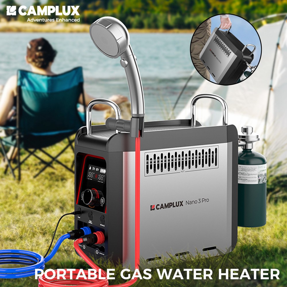 CAMPLUX Portable Gas Water Heater Instant Hot Water Off-grid Car Camping Shower