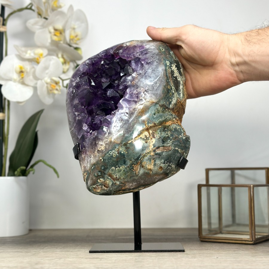 Amethyst Geode with Green Jasper Shell. MWS2211