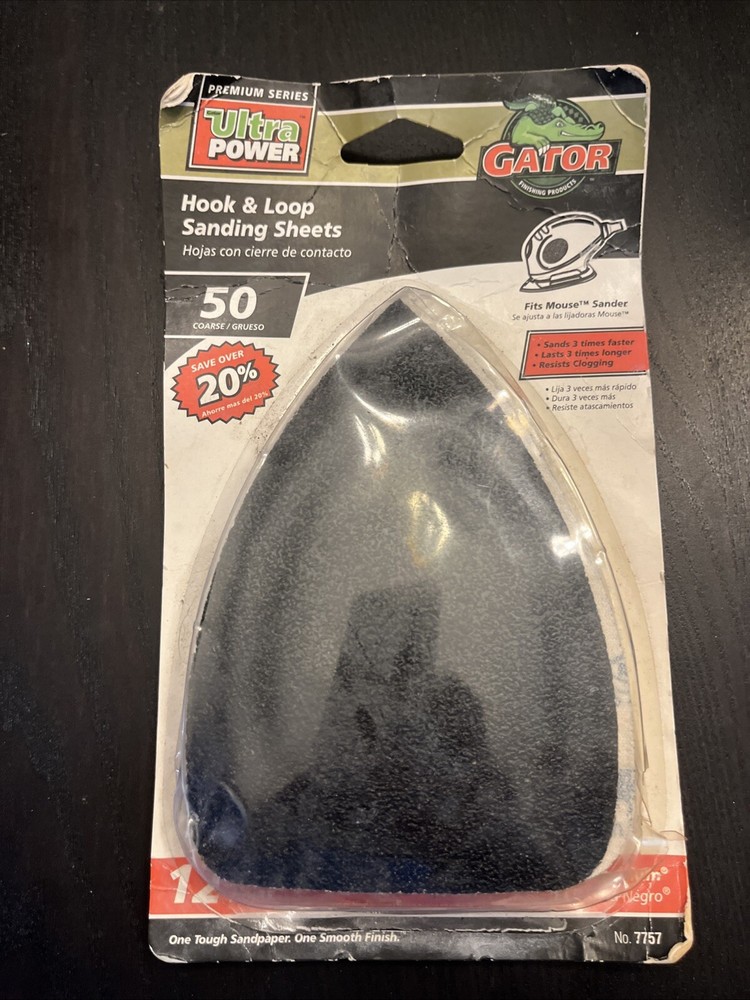 Gator Ultra Power Hook Loop Sanding Sheets 50 Coarse Fits Mouse Sander 12 Pack