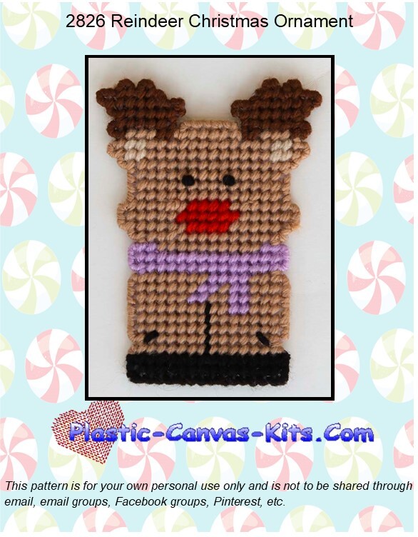 Reindeer Christmas Ornament- Plastic Canvas Pattern or Kit