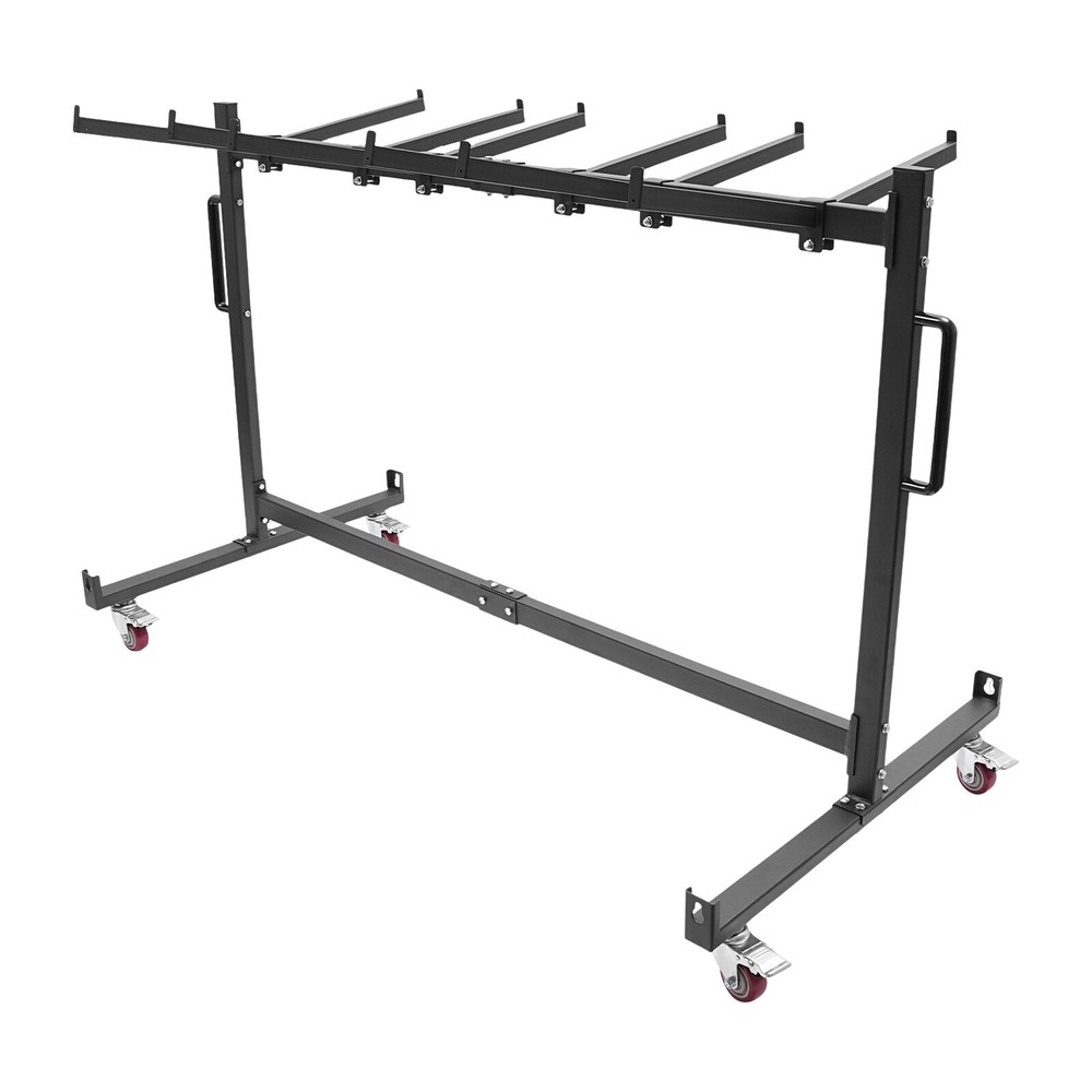 Table Cart Adjustable Spacing Folding Table Cart, Black Folding Table Trolleys
