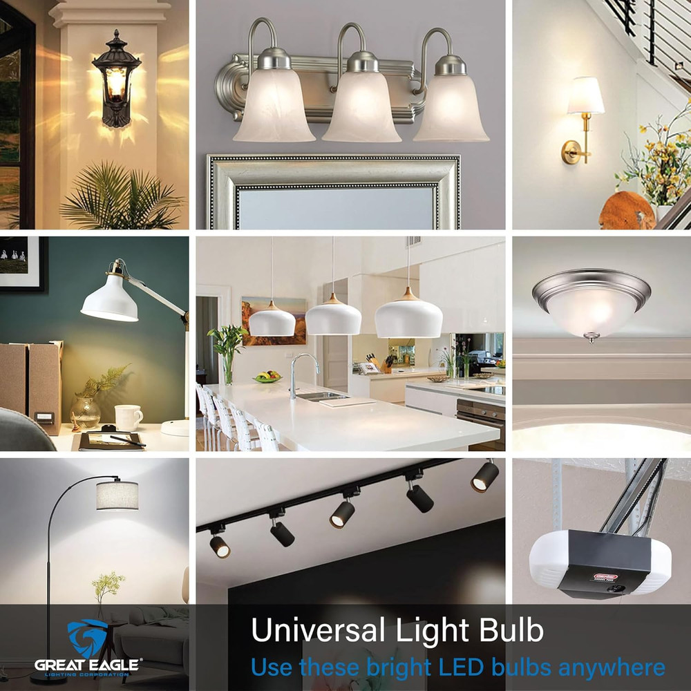 Great Eagle A19 LED Light Bulbs 60 Watt Equivalent - UL Listed - Soft White 3000