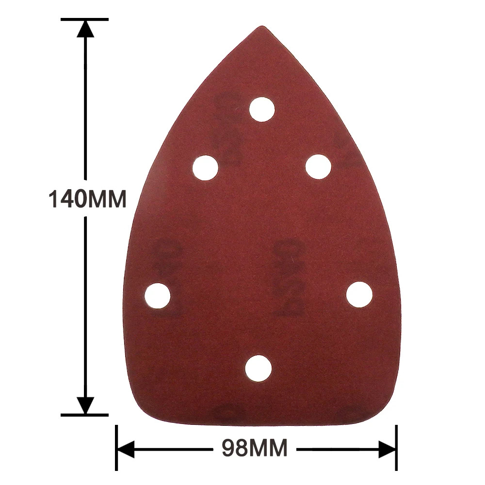 50PCS 140*98*mm 6 Hole Sanding Sheets Triangle Mouse Detail Sandpaper Hook & Loo