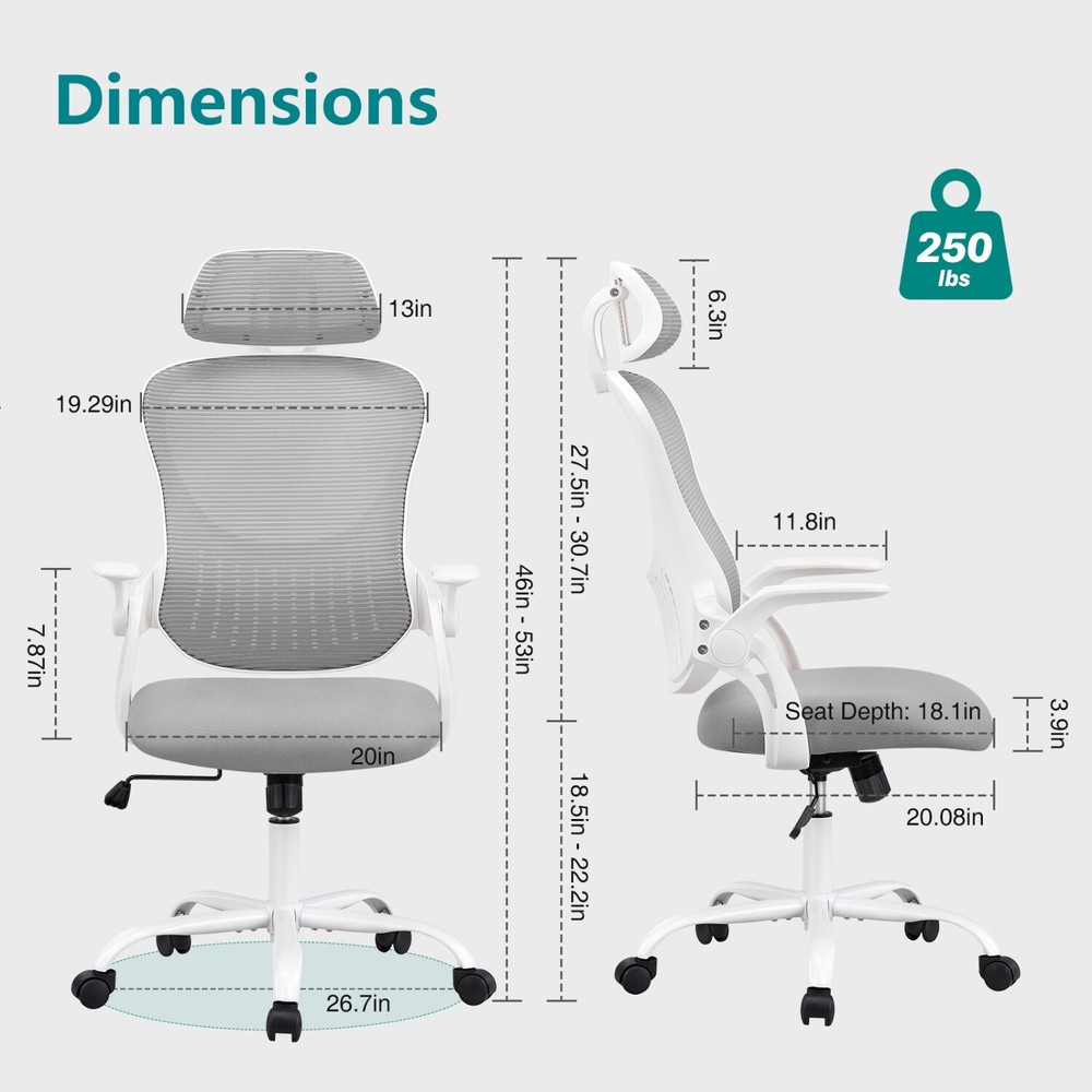 High-Back Ergonomic Computer Desk Chair,Mesh Rolling Home Office Work Task Chair