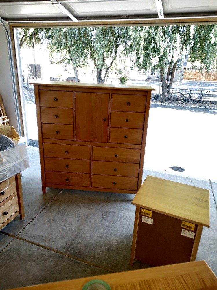 queen Scandinavian design birch bedroom set. solid wood.
