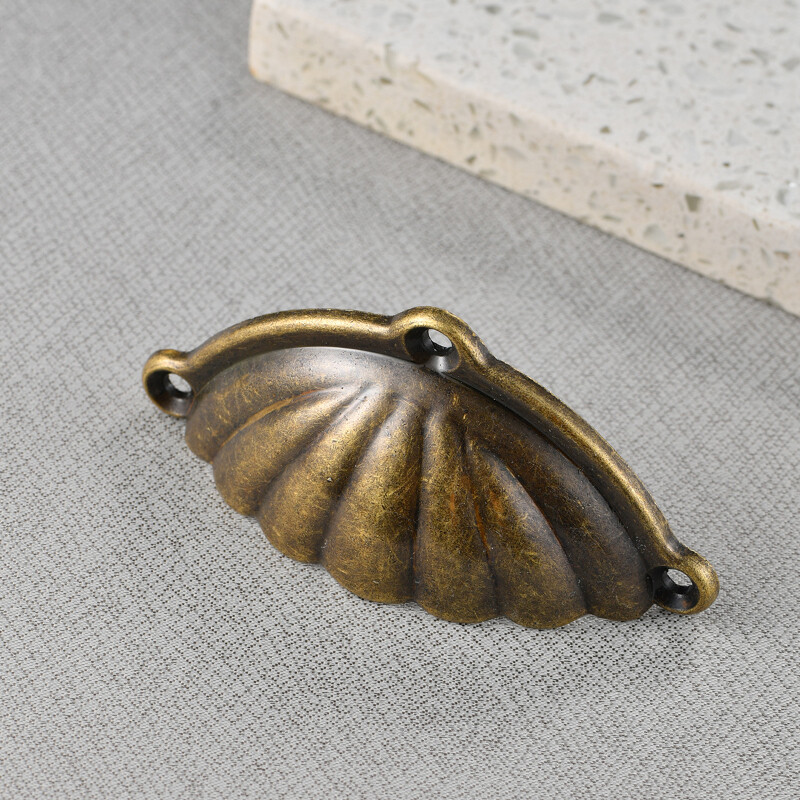 6pcs Shell Shape Antique Handle Drawer Pulls Alloy Handle Cabinet Hardware Decor