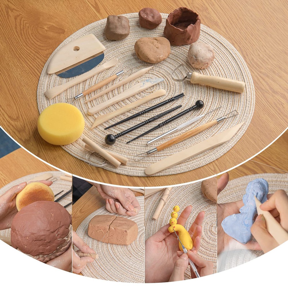Pottery Tool Kit 17pcs Polymer Clay Tools Modeling Clay Sculpting Tools Kit Cera