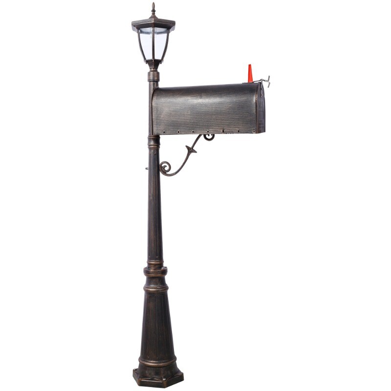 Mailbox Post Light Combination Kit Post with Mailbox Fluted Base Decorative