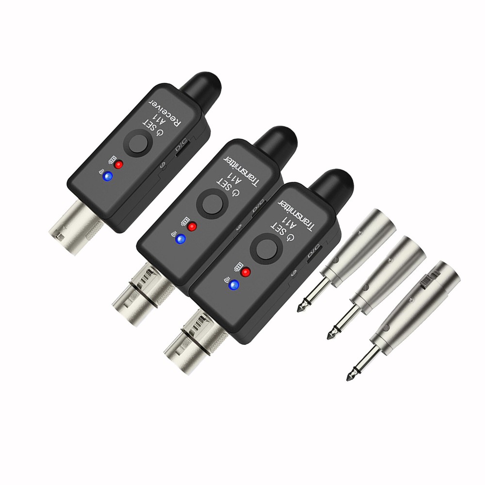 Wireless Microphone System XLR Transmitter Receiver Rechargeable Speaker Adapter