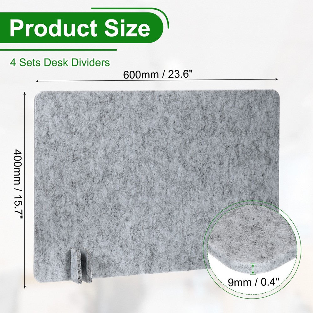 4 Set 24" x 16" Desk Divider Privacy Panel with 16Pcs Support Feet,Grey