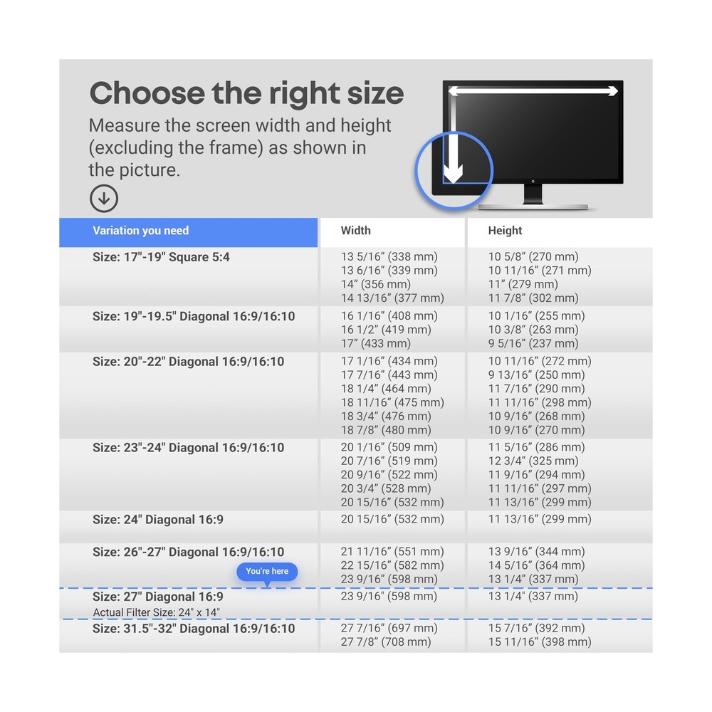 VINTEZ Blue Light Blocking Screen Protector Panel for 27 inch Diagonal LED PC...