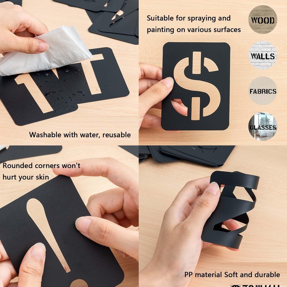 Alphabet Stencil Set 42pcs Reusable Letters