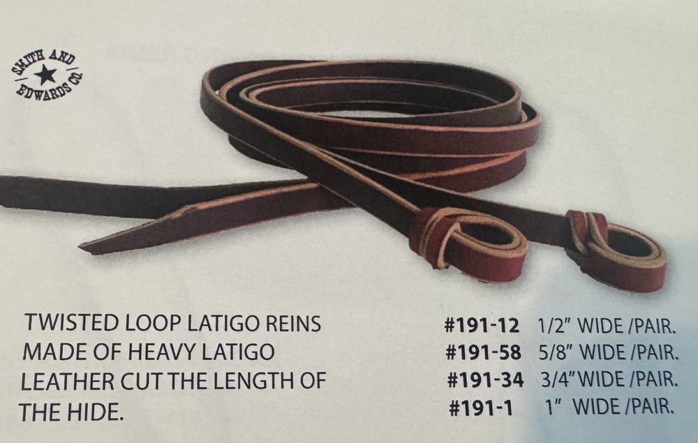 Twisted Loop End Latigo Leather Split Reins