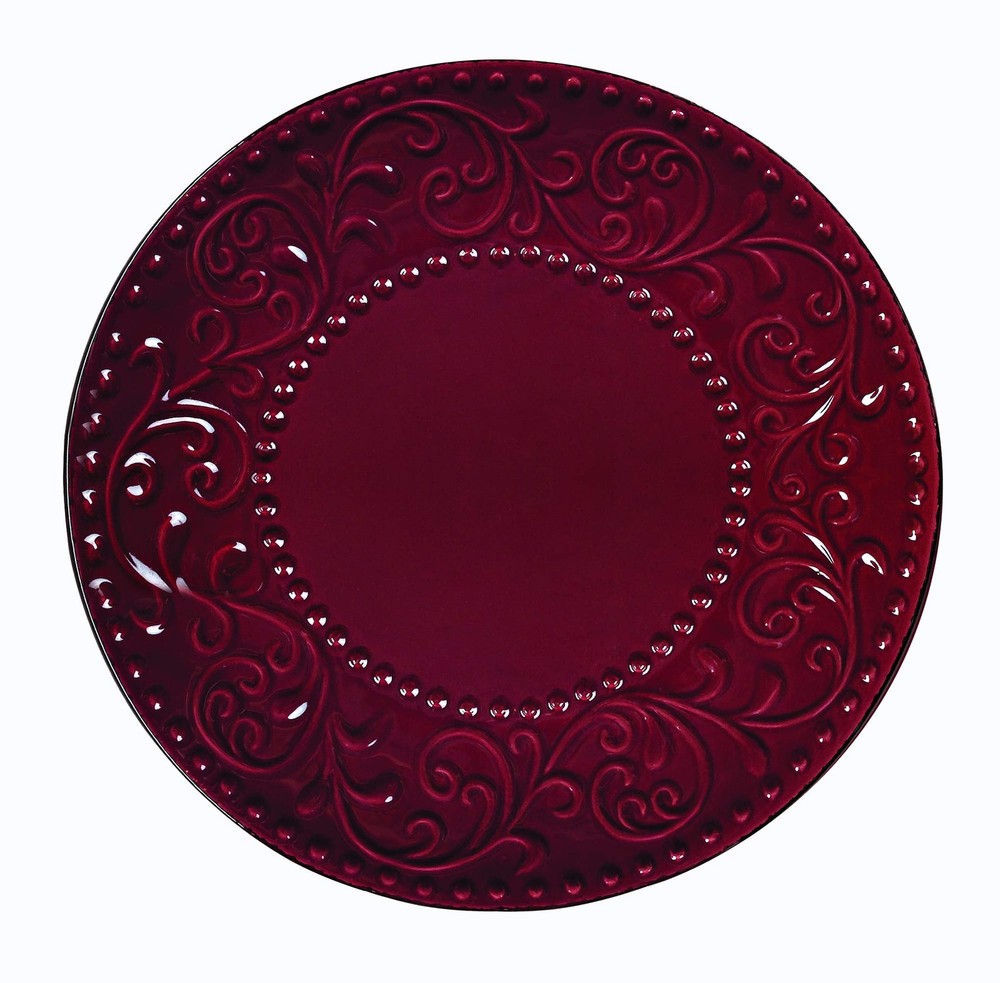 16 Piece Stoneware Scroll Dinnerware Red