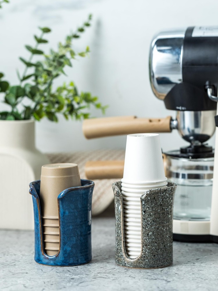 Bathroom Cup Holder, Ceramic Bathroom Cup Dispenser 3 Oz, Small Mouthwash Cup...