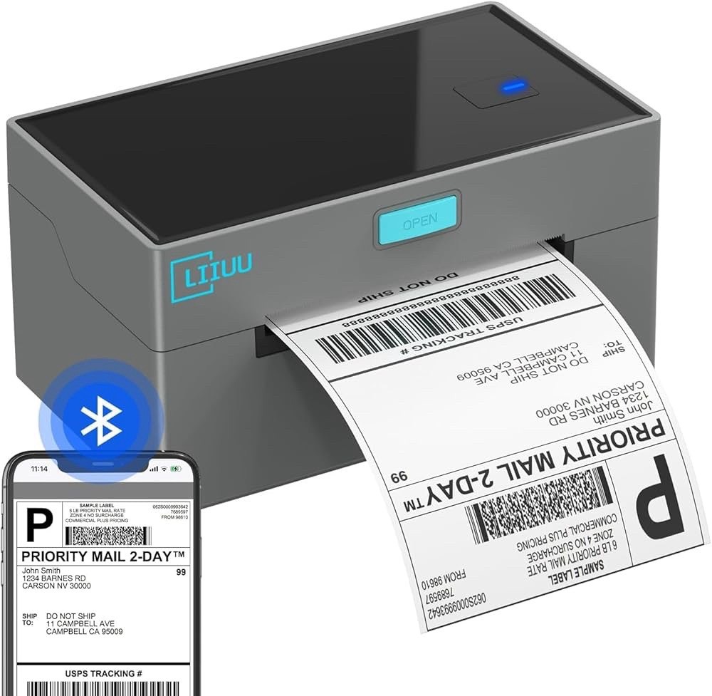 Bluetooth Thermal Shipping Label Printer 4x6 Support iOS iPhone iPad Android……