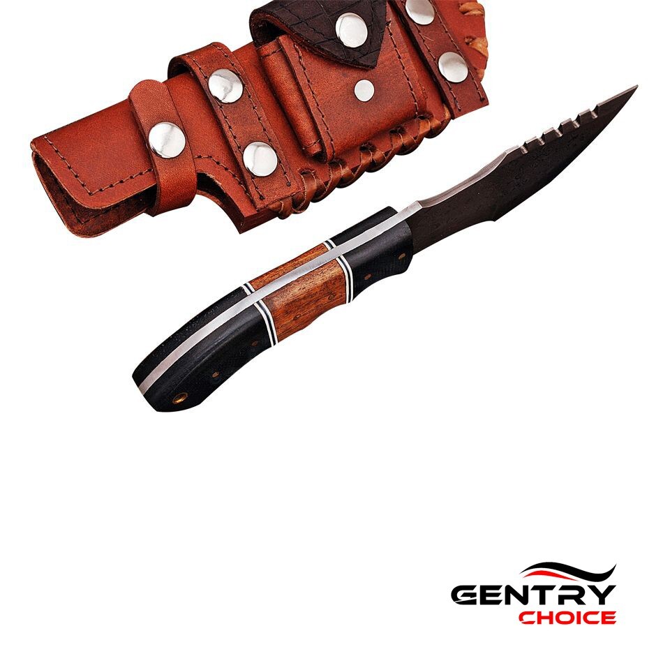 Handmade Tracker knife with Multi Functional Leather Sheath Camel Bone Handle