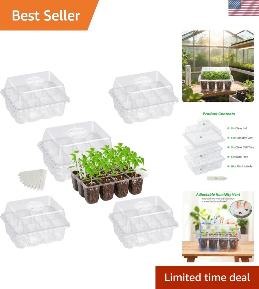 5-Pack Seed Starter Trays for Indoor Germination – Humidity Dome to Regulate ...