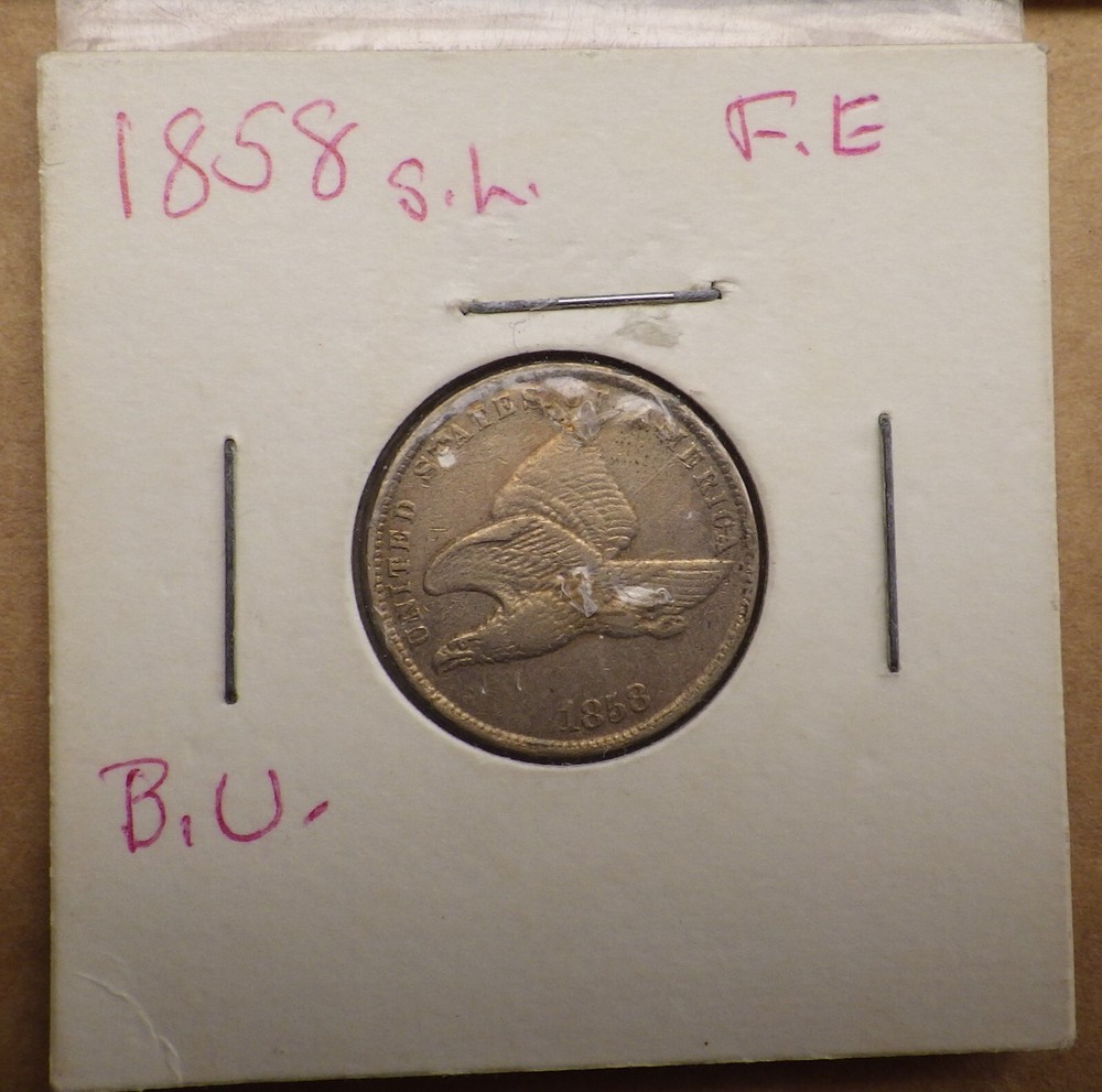 1858 Small Letters Flying Eagle Cent, From Old Collection.