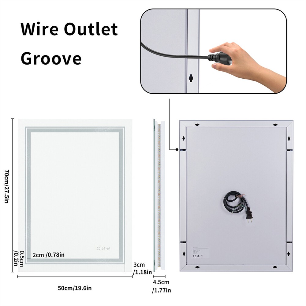 Modern Eye-protection LED Bathroom Mirror Wall Mounted Dimmable Makeup Mirror