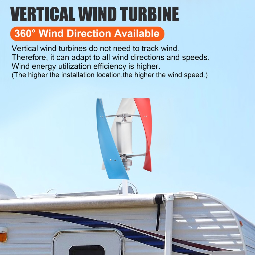 400W Helix Wind Turbine Generator 24V MPPT Controller Windmill Power US