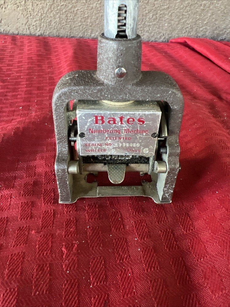 BATES STANDARD MULTIPLE MOVEMENT NUMBERING MACHINE STAMP - 6 WHEELS - vintage