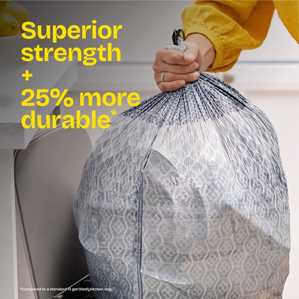 ForceFlex MaxStrength Tall Kitchen Drawstring Trash Bags 13 Gallon Odorshield
