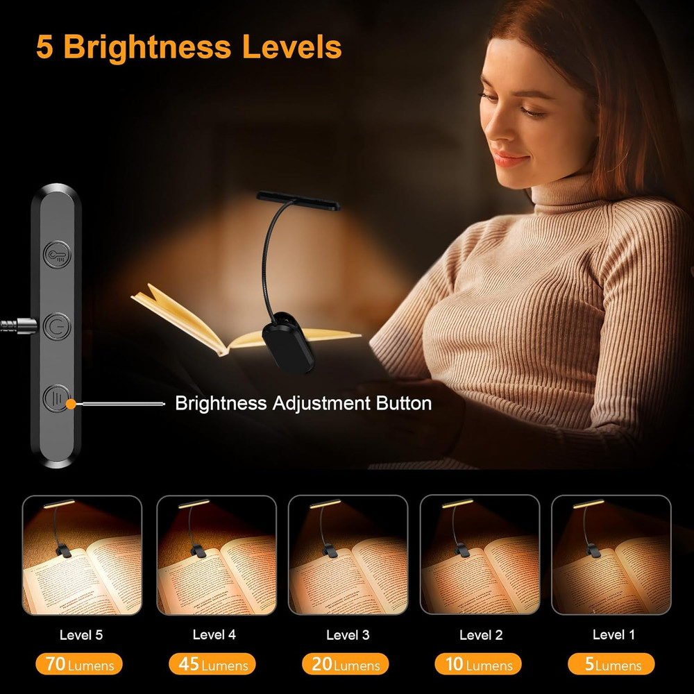 Rechargeable Book Light for Reading in Bed with 19 LED &Memory Function-Eye C...