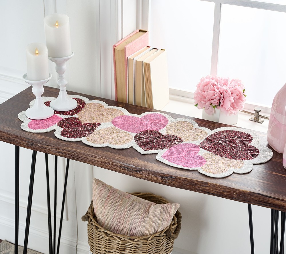 Home Reflections Loving Heart Beaded Table Runner