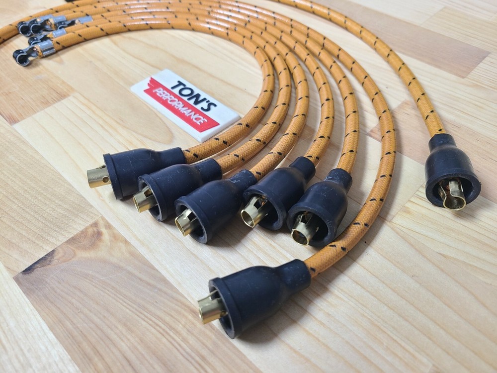 Copper Core Coil 7mm Cloth Covered Spark Plug Wire Set Vintage Wires Inline 6