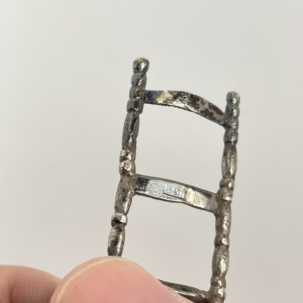 Antique Solid Silver Probably Dutch Miniature Farmhouse Chair 5cm