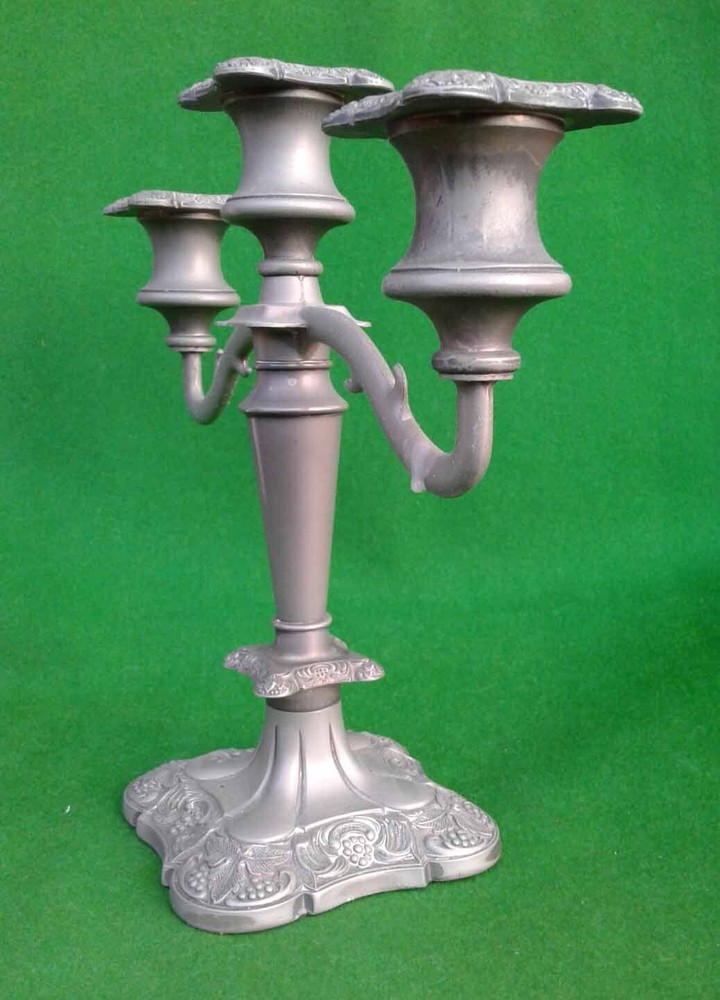 VINTAGE 3 SCONCE SILVER PLATED CANDELABRA.