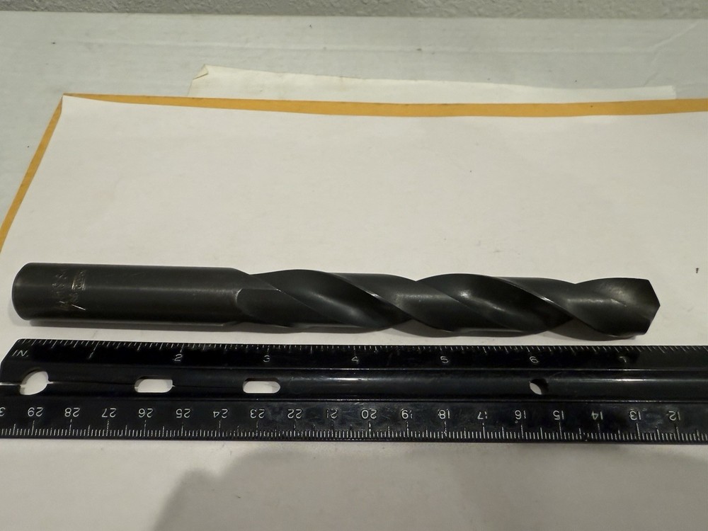 Refurbished 49/64” HSS Straight Shank Drill Bit, 7 1/2" Long