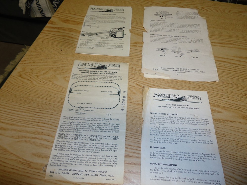 American Flyer Operating Instructions for "S" Gauge Model Railroad / AC Gilbert